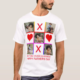 Fliken Photo Collage Tic Toe Hugs Kisses Fars dag T Shirt