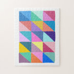 Flimmer Abstrakt Geometric Triangle Patchwork Pussel<br><div class="desc">Den här roligten av teckningar har trianglar för abstrakter i en färgfull palett med blått,  rosa,  lila,  gult med mera.</div>