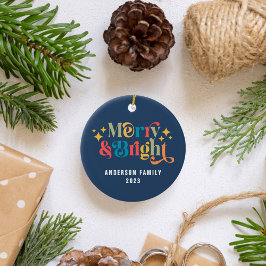 Flimmer i familjen Merry och Bright Retro Colorful Julgransprydnad Keramik