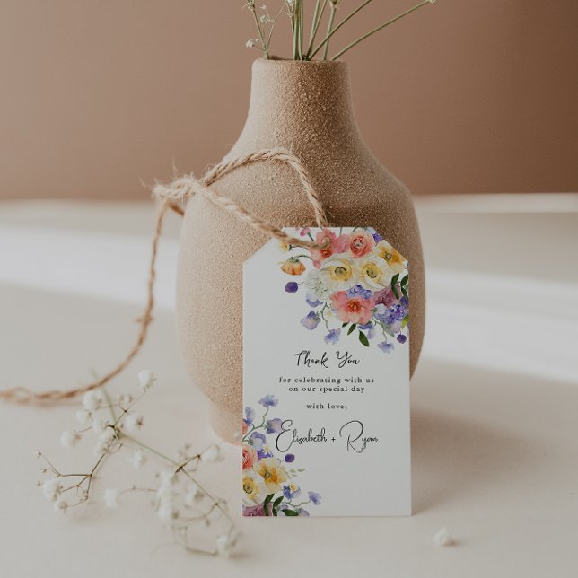 Flimty Blommigt Meadow | Sommar Bröllop Tack Presentetikett (Skapare uppladdad)