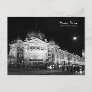 Flinders Station Melbourne Black & White-vykort Vykort