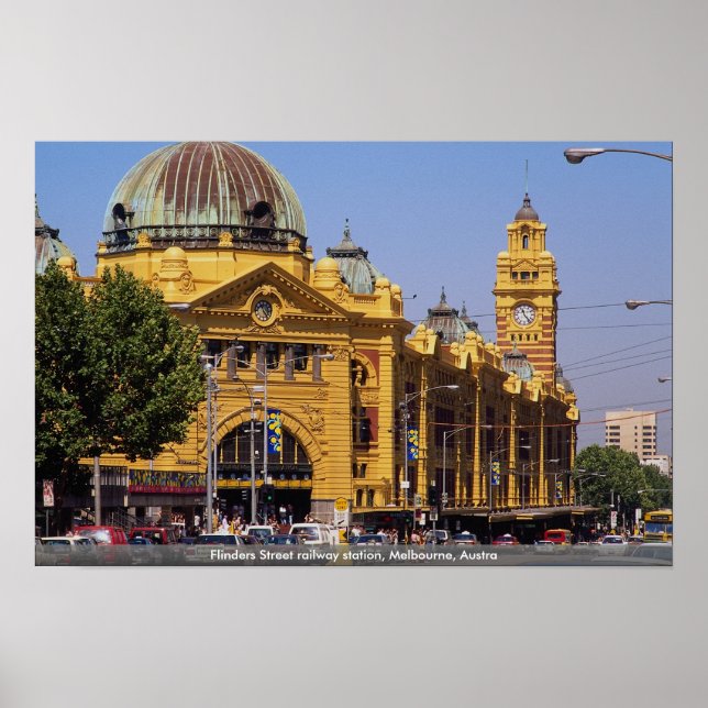 Flinders Street Railway station, Melbourne, Austra Poster (Framsidan)