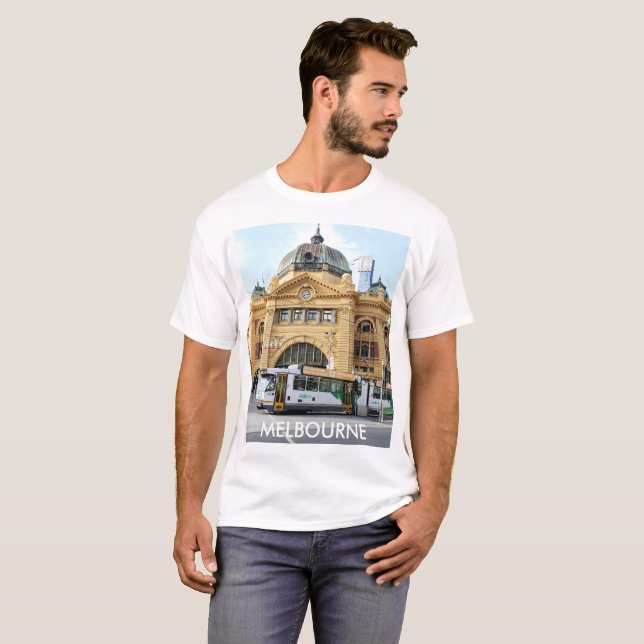 Flinders Street Station Melbourne Australia T-shirt (Hel framsida)