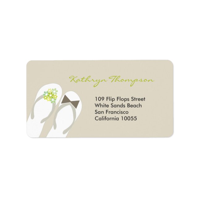 Flinflip flops Beach Wedding Adressetiketters Adressetikett (Framsidan)