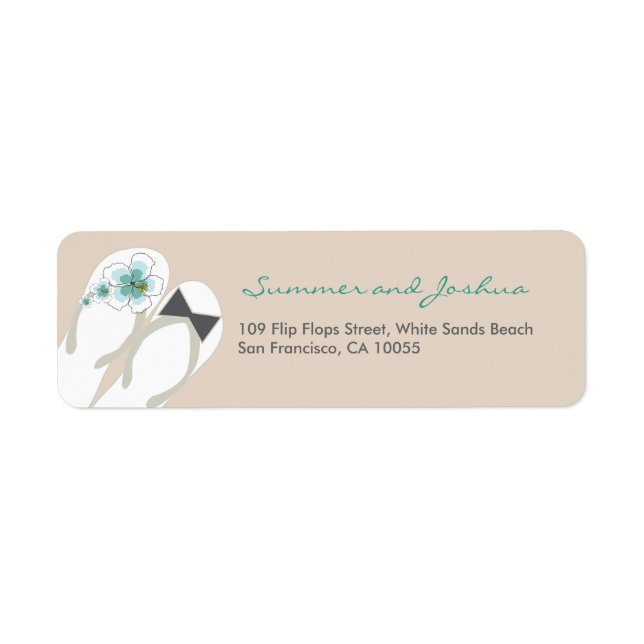 Flinflip flops Beach Wedding Adressetiketters Returadress Etikett (Framsidan)