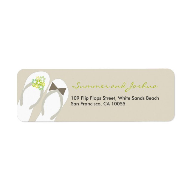 Flinflip flops Beach Wedding Adressetiketters Returadress Etikett (Framsidan)