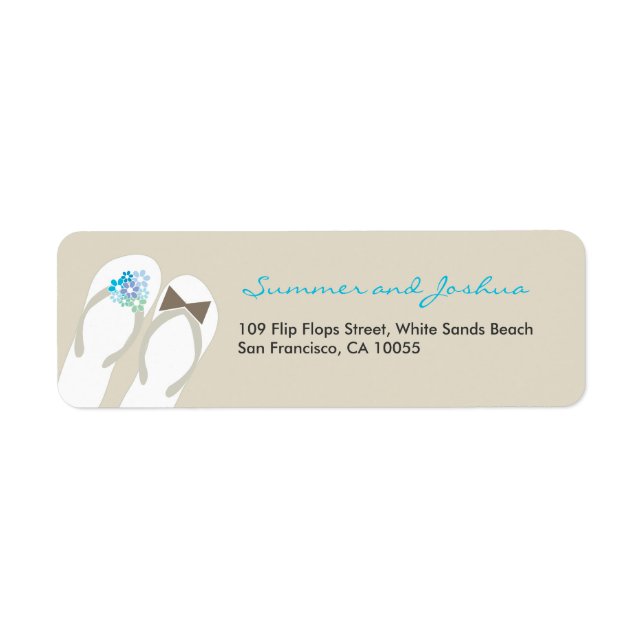 Flinflip flops Beach Wedding Adressetiketters Returadress Etikett (Framsidan)