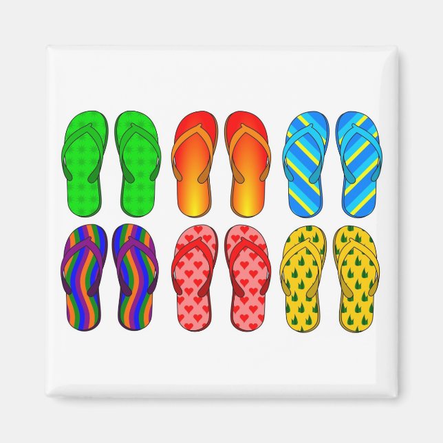 Flinflip flops Colorful Roligt Beach Theme Sommarg Magnet (Framsidan)