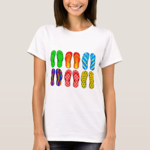 flinflip flops Colorful Roligt Beach Theme Sommarg Tee Shirt