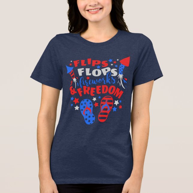 FLINFLIP FLOPS FIREWORKS & FREEDOM Firackers T Shirt (Framsida)