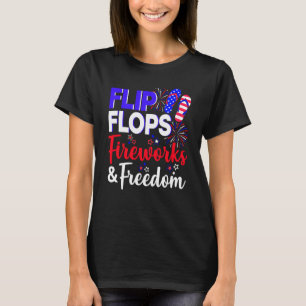 Flinflip flops Fireworks Freedom USA flagga 4:e ju T Shirt