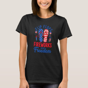 Flinflip flops Fireworks & Freedom USA flagga 4:e T Shirt