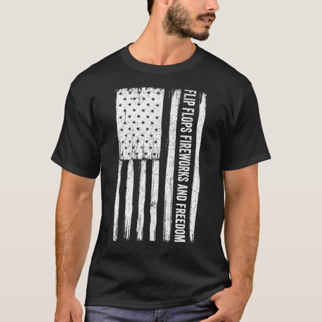 Flinflip flops Fireworks-frihet 4 juli Party T Shirt (Framsida)