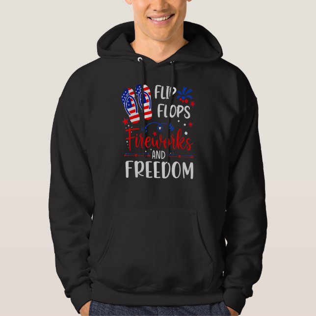 Flinflip flops Fireworks och Freedom 4 juli US F Hoodie (Framsida)
