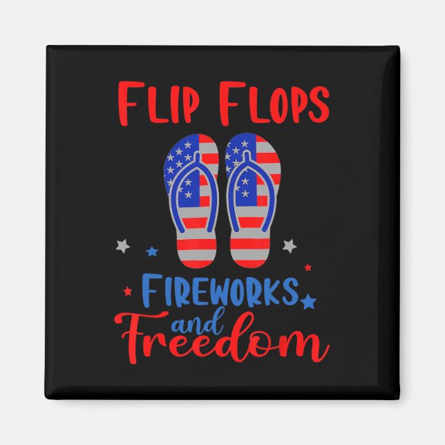 Flinflip flops Fireworks och Freedom American Flag Magnet (Framsidan)