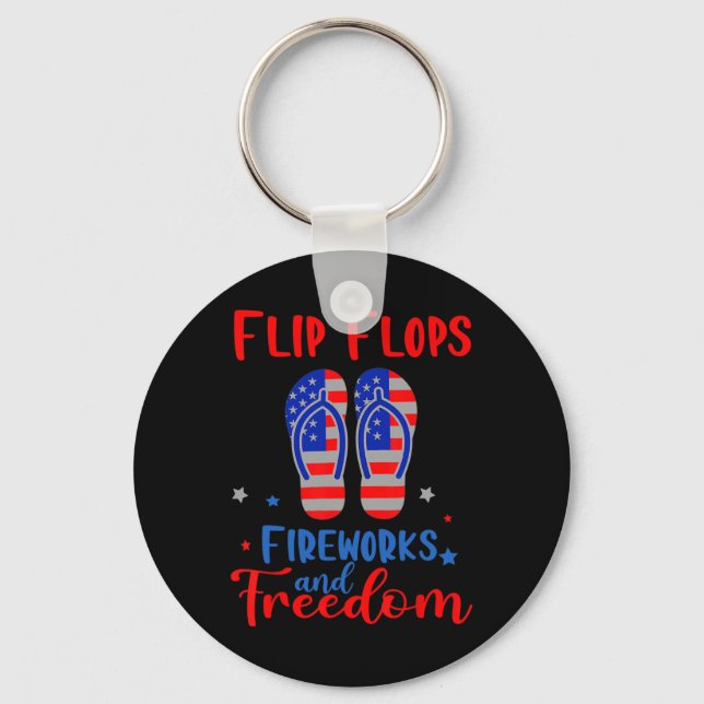 Flinflip flops Fireworks och Freedom American Flag Nyckelring (Framsida)