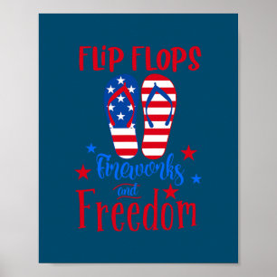 Flinflip flops Fireworks och Freedom American Flag Poster