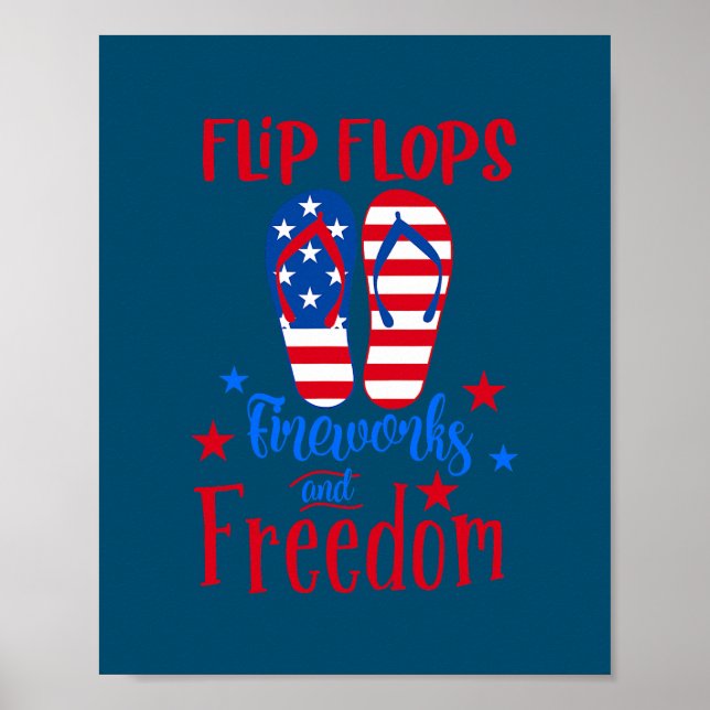 Flinflip flops Fireworks och Freedom American Flag Poster (Framsidan)