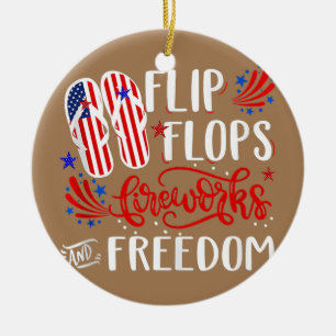 Flinflip flops-fyrverkerier och frihet 4 juli julgransprydnad keramik