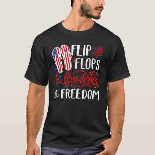 Flinflip flops-fyrverkerier och frihet 4 juli t shirt