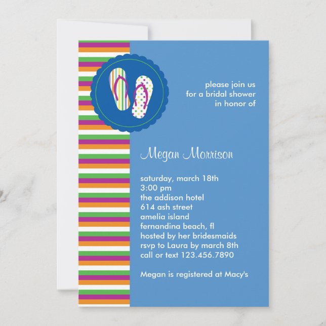 Flinflip flops Inbjudningskort för möhippan (Framsida)