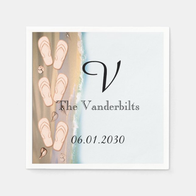 Flinflip flops på Beach Wedding Pappersservett (Framsidan)