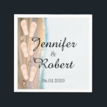 Flinflip flops på Beach Wedding Pappersservett<br><div class="desc">Denna vackra och elegant utformning, som heter Flinflip flops på Beach-bröllopet, har en ljusvit bakgrund. På den lämnat sidan är en tunn gräns som visar en sandstrand. Till lämnat sida fogar flinflip flops också in designen. Skicka e-post till mig om du vill matcha design och produkter eller om du vill...</div>