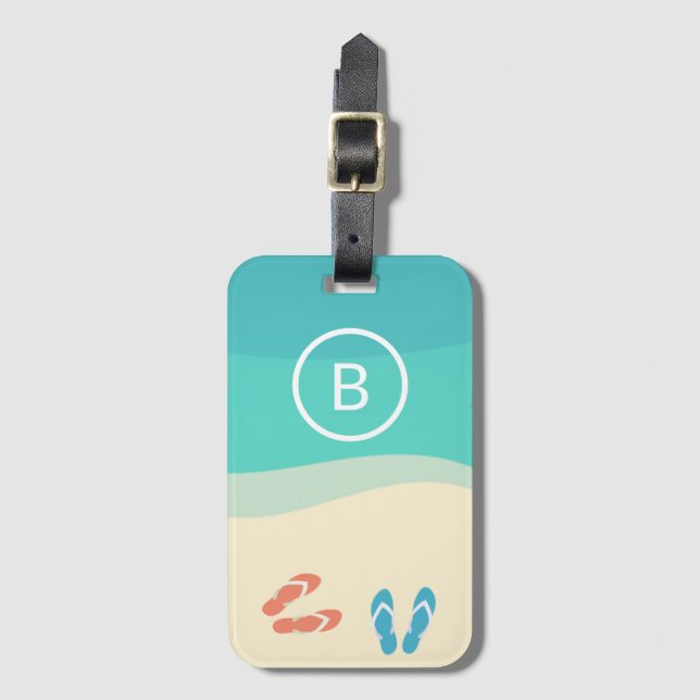 Flinflip flops på Sandy Beach Minimalist Art Monog Bagagebricka (Framsida vertikal)