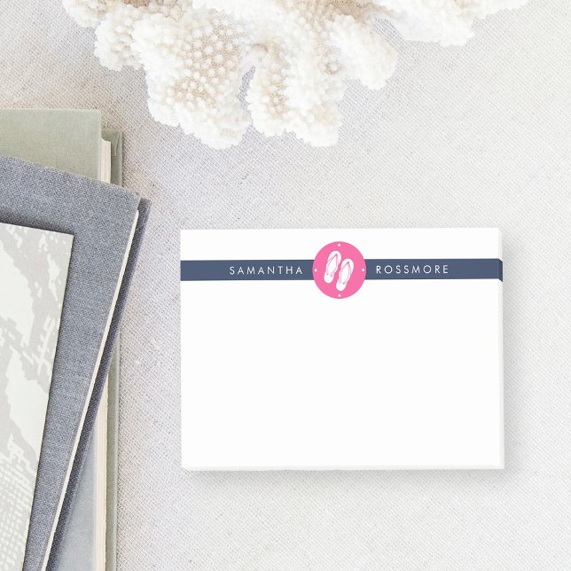 Flinflip flops Preppy Fuchsia Rosa & Navy Rand Post-it Block (Skapare uppladdad)