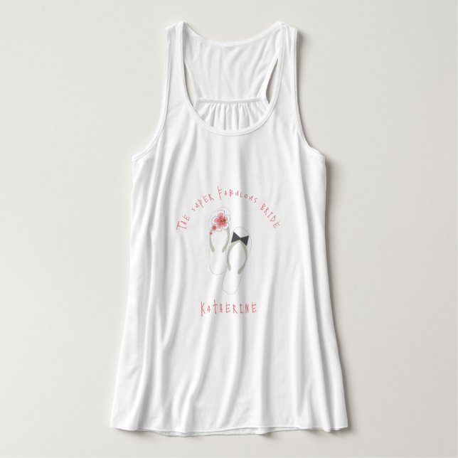 Flinflip flops Rosa Hibiscus Beach Wedding Linne Med Racerback (Design framsida)