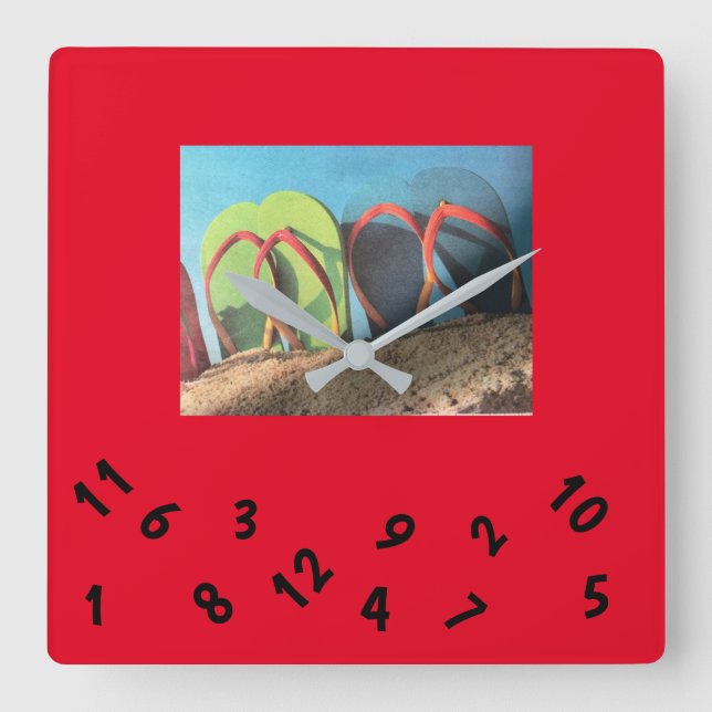 ***FLINFLIP FLOPS*** SQUARE WALL CLOCK FYRKANTIG KLOCKA (Framsida)