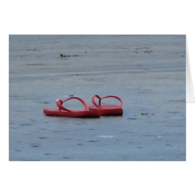 Flinflip flops vid stranden hälsningskort (Framsidan Horizontal)