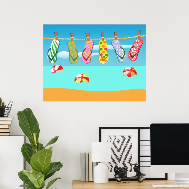 Flinflip flops vid stranden poster (Skapare uppladdad)