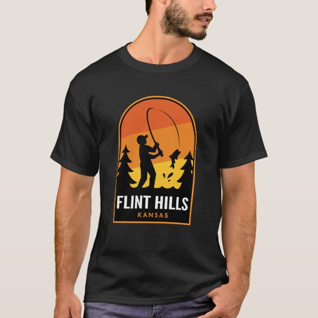 Flint Hills Kansas Fiske T Shirt (Framsida)