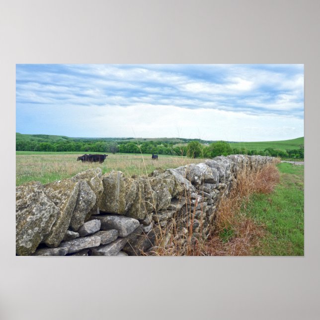 Flint Hills, Kansas, stensatt staket Poster (Framsidan)