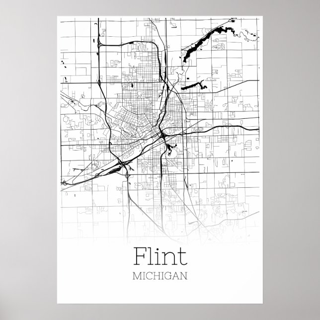 Flint Karta - Michigan - City Karta Poster (Framsidan)