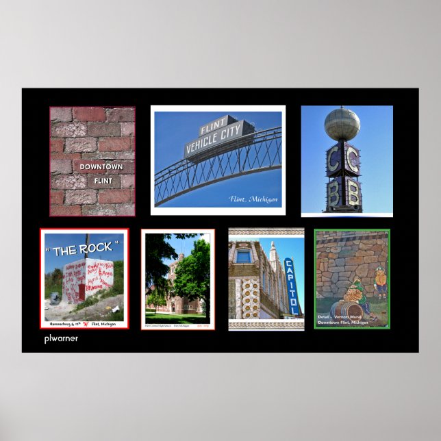 Flint Michigan Landmarks II Poster (Framsidan)