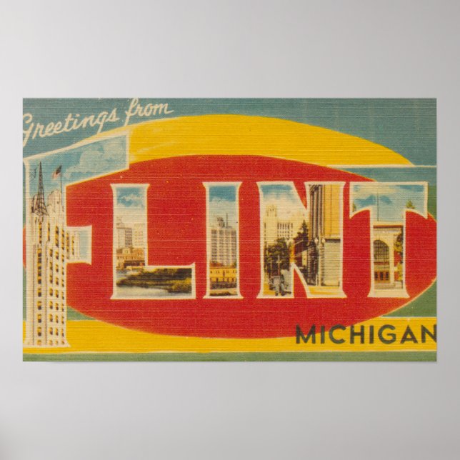 Flint, MichiganLarge Brev ScenesFlint, MI Poster (Framsidan)