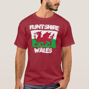 Flintshire Wales med walesisk flagga T Shirt