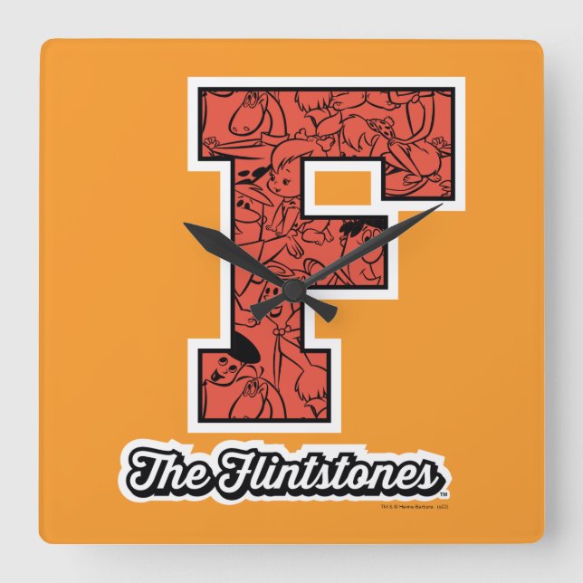 Flintstenarna| Kollegium i Stil Monogram Fyrkantig Klocka (Framsida)