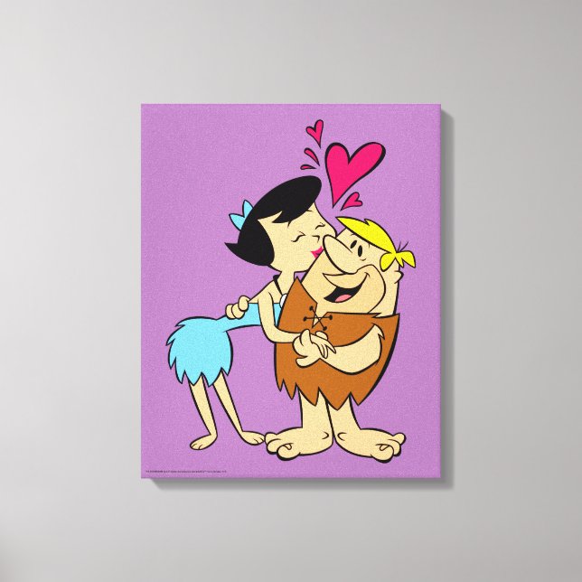 Flintstones | Betty Kissing Barney Canvastryck (Framsida)
