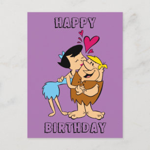 Flintstones Betty Kissing Barney Vykort