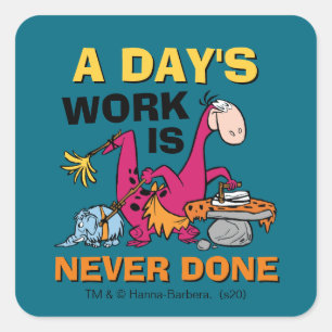 Flintstones Dino Städning House Fyrkantigt Klistermärke