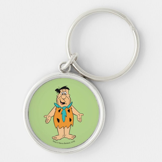 Flintstones | Fred Flintstone Rund Silverfärgad Nyckelring (Framsidan)