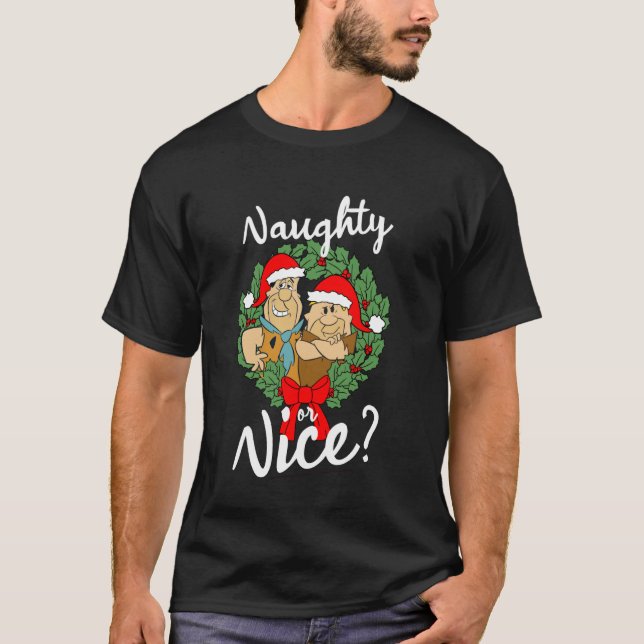 Flintstones Fred och Barney Naughty eller Nice Ch T Shirt (Framsida)