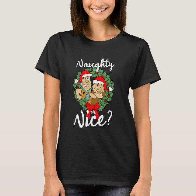 Flintstones Fred och Barney Naughty eller Nice Ch T Shirt (Framsida)