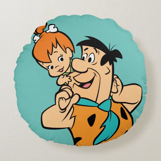 Flintstones | Fred & Småsten Flintstone Rund Kudde (Framsidan)