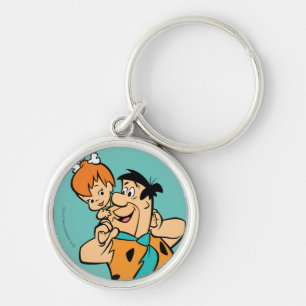 Flintstones Fred & Småsten Flintstone Rund Silverfärgad Nyckelring