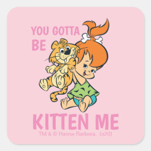 Flintstones Småstarna och hennes tiggare Fyrkantigt Klistermärke