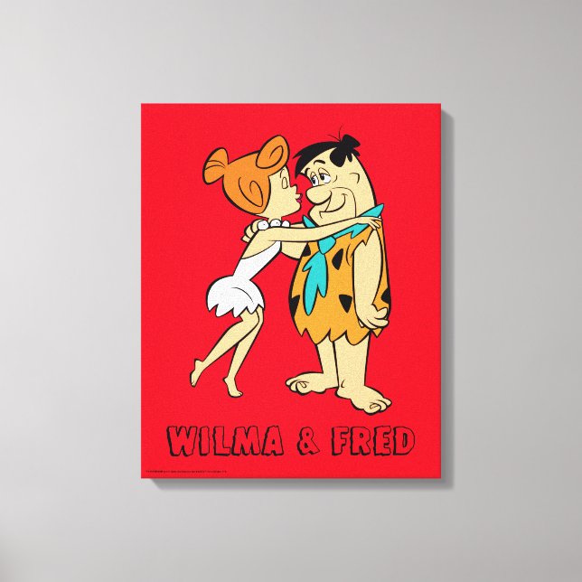 Flintstones | Wilma Kissing Fred Canvastryck (Framsida)